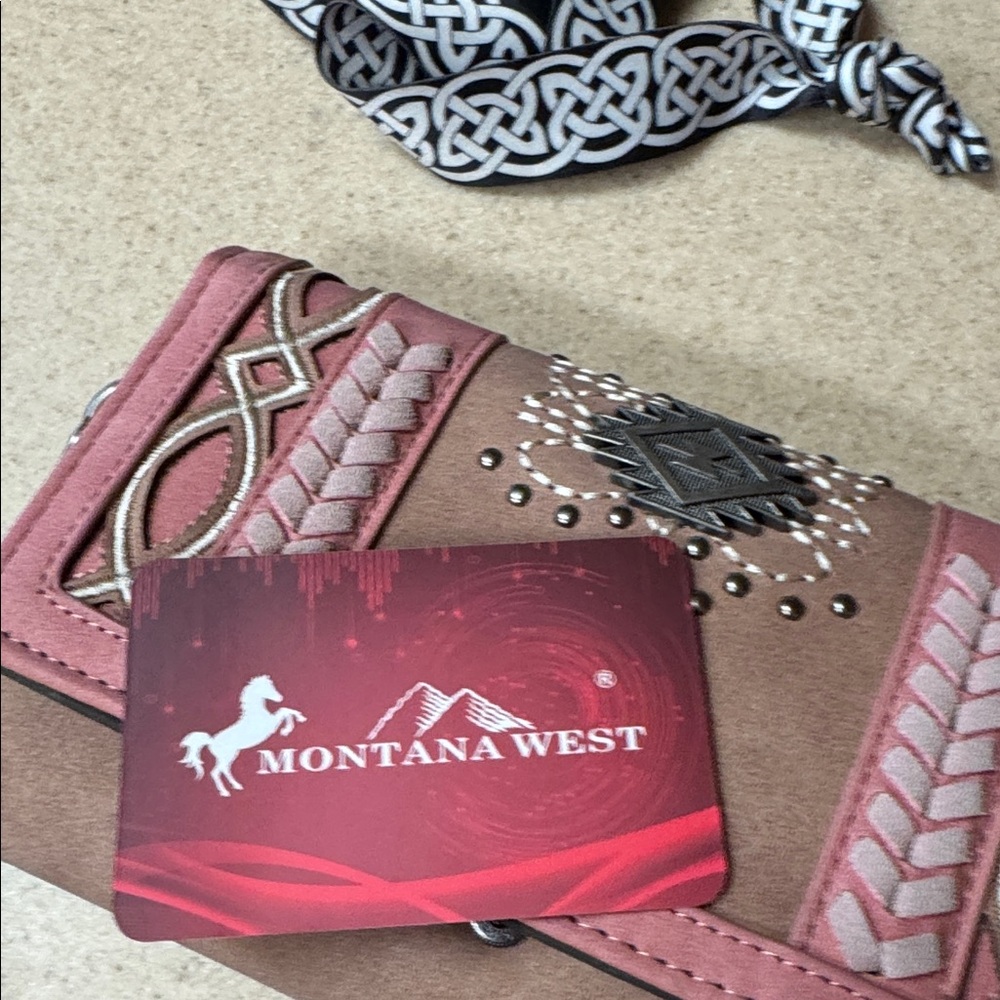Montana West Pink and Brown Women's wristlet wallet RFID protected - Picture 15 of 16
